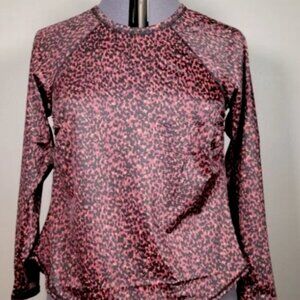 All in Motion Women's Long Sleeve Animal Print leopard black Rash Guard Sz 16W